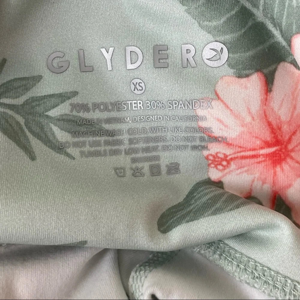 GLYDER NWT WOMEN’S HIGH POWER TROPICAL BLOOM HAWAIIAN LEGGINGS XS GREEN - Picture 6 of 6